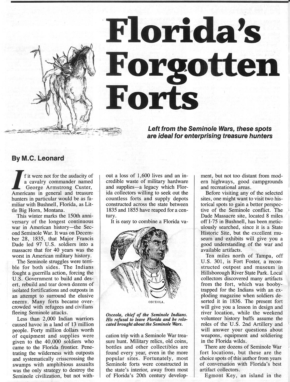 Article on Florida treasure sites by M. C. Bob Leonard
